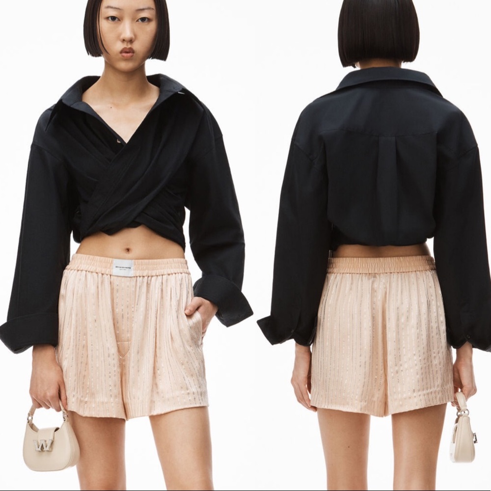 Alexander Wang Top Cross Drape Cotton Crop Shirt 6 NWT - Picture 11 of 11